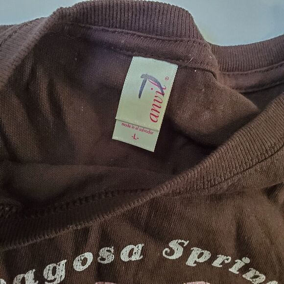 L  PAGOSA SPRINGS COLORADO CO brown pink HEART TSHIRT large - Picture 5 of 7